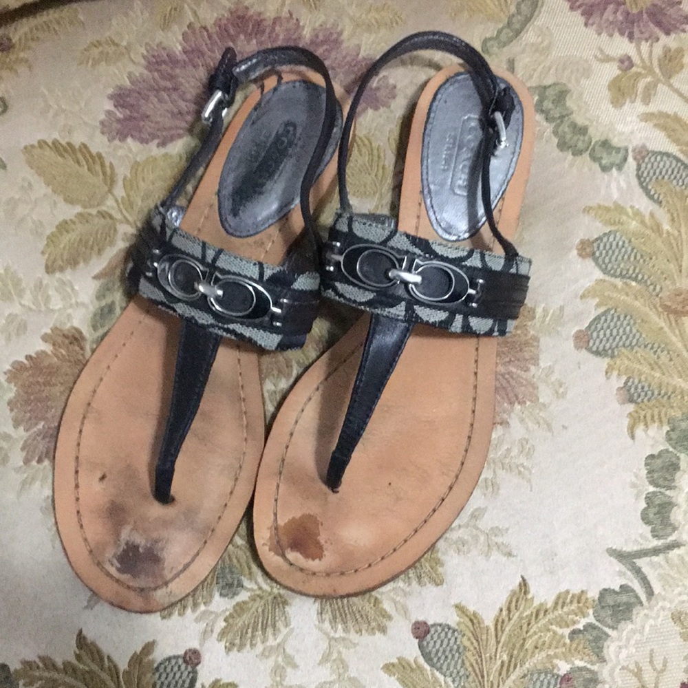 Used Coach flat sandals 8 and half